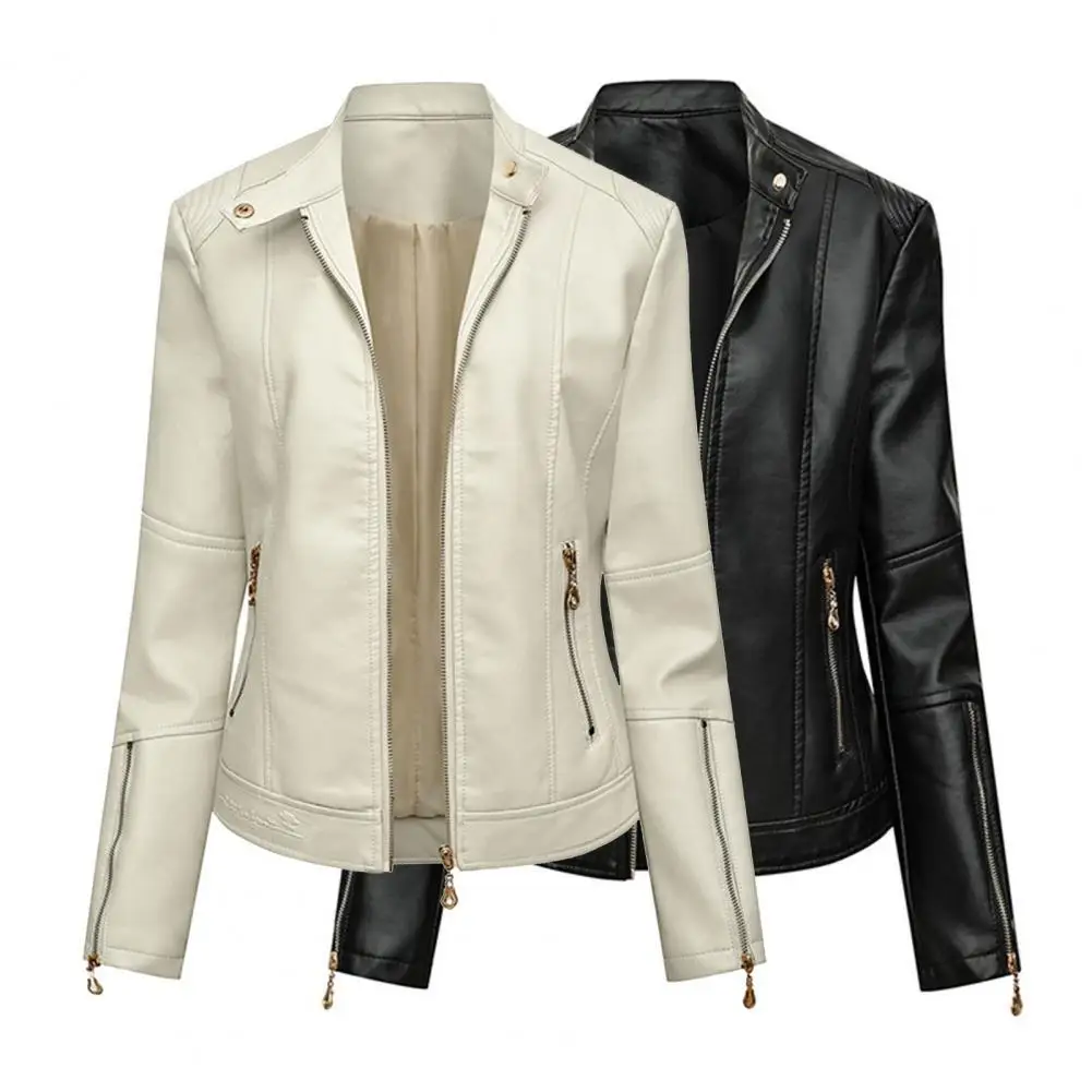 

Women Jacket Faux Leather Windproof Slim Coat Basic Jacket Coat Female Motorcycle Jacket Outerwear Winter 2022