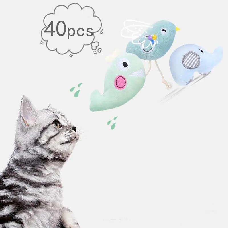 

40Pcs/lot Fashion Mini Teeth Bruxism Toys With Sound Funny Interactive Plush Cat Toy Chewing Claws Thumb
