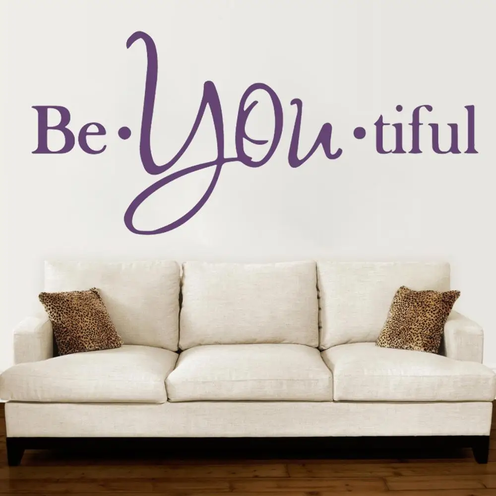 

Be You Tiful phrase Vinyl Wall Decals Decor Poster Art Quote Wallpaper Murals Stickers Bedroom Living Room Decoration HQ1099
