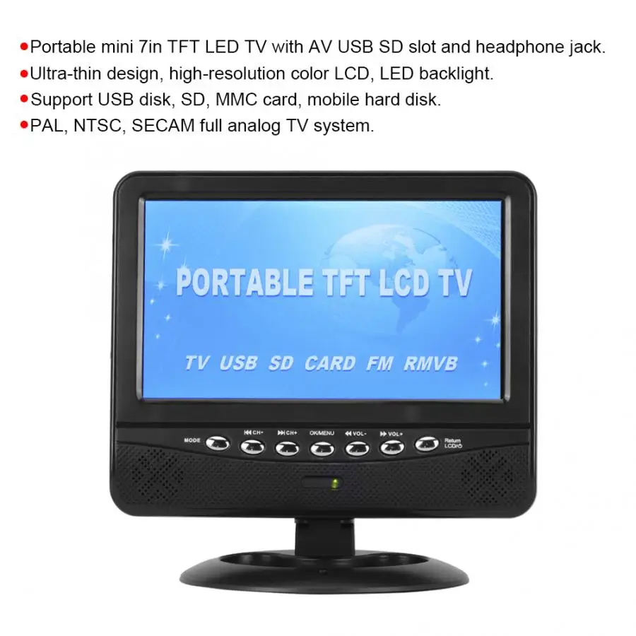 7 5 дюймовый широкоугольный портативный ТВ аналоговый мобильный DVD плеер US 100-240V |