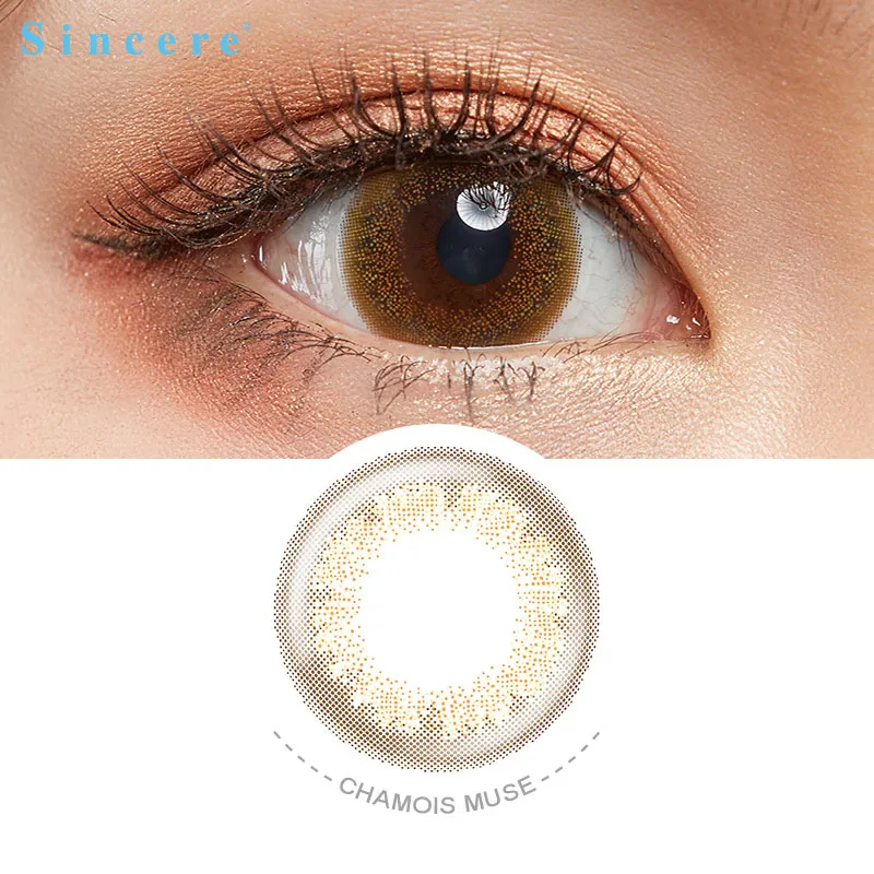 

Sincere vision Brand 1pcs/box Chamois Muse 14MM Monthly contact lenses Degree 3 Tone Series Colored Contact Lenses for eyes