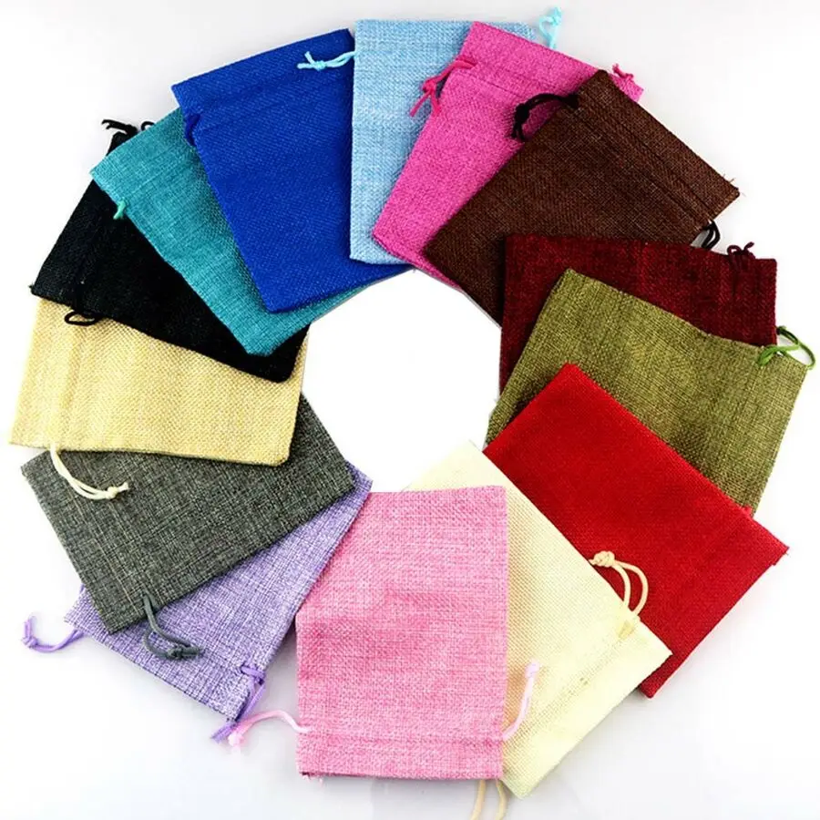 Винтажный джутовый мешочек на шнурке подарочные украшения свадебные