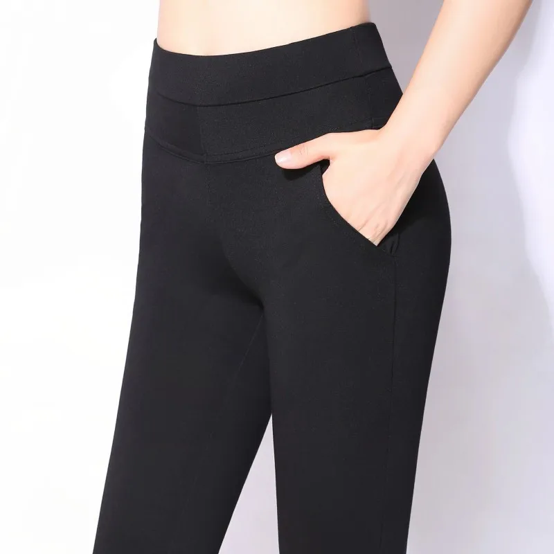 

women autumn flare pants long straight trousers office lady elegant work wear suit pants plus size stretch high waist pants