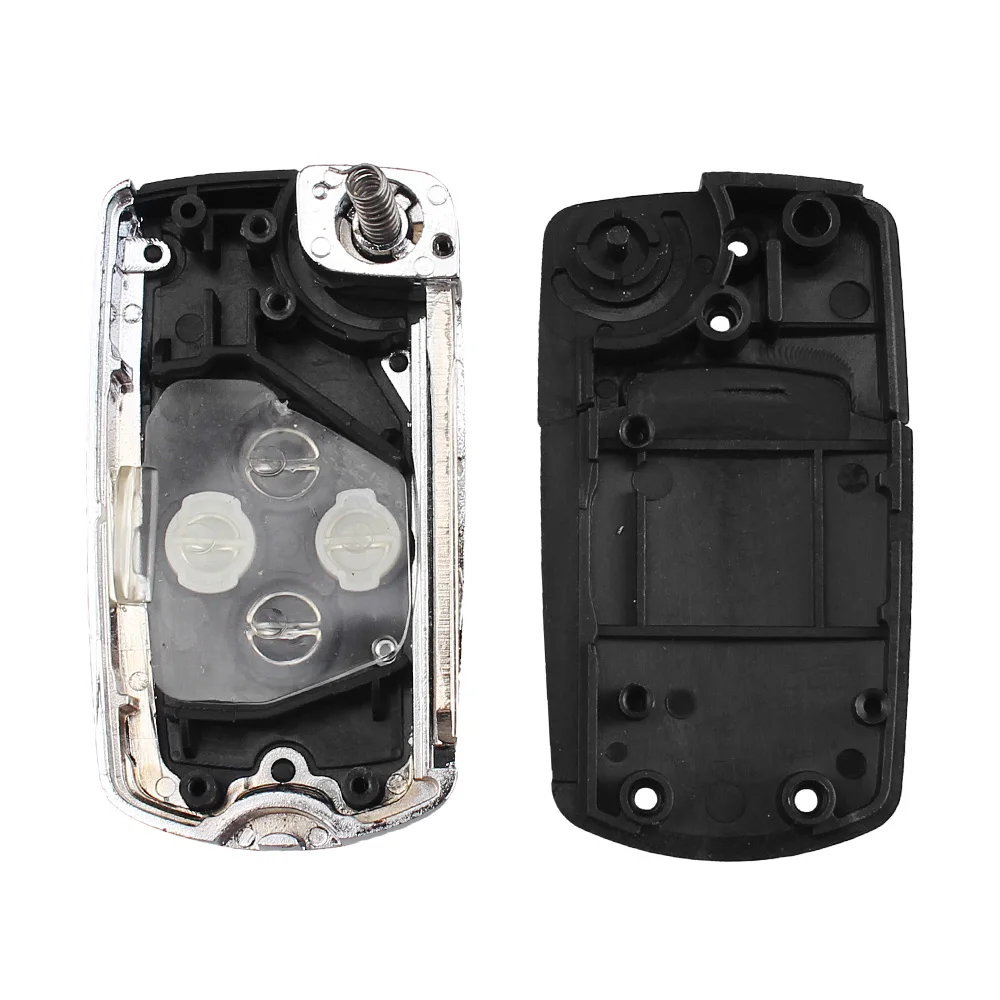 Раскладной чехол KEYYOU с 2 кнопками для Toyota Camry Corolla Yaris Hilux блестящий металлический