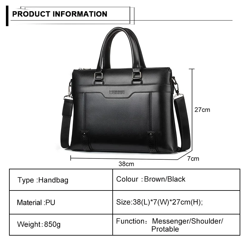 

14 inch Men Briefcase Handbag Multifunction Laptop Shoulder Bags Male High Capacity Travel Hand Bags Man Pu Leather Briefcases