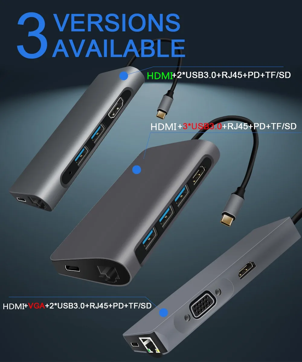 USB C концентратор типа для мульти Thunderbolt 3 HDMI адаптер док-станция MacBook Pro PD