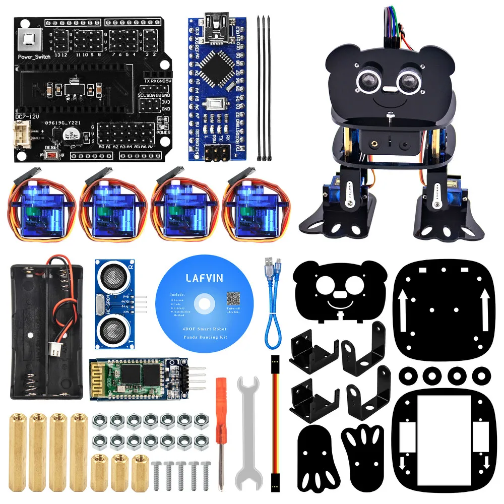 LAFVIN DIY 4-DOF Panda Robot Kit Programmable Dancing Robot Kit For Arduino Nano Electronic Toy / Support Android APP Control 4 dof robot arm robot abb industrial robot model six axis robot 1 snm 600