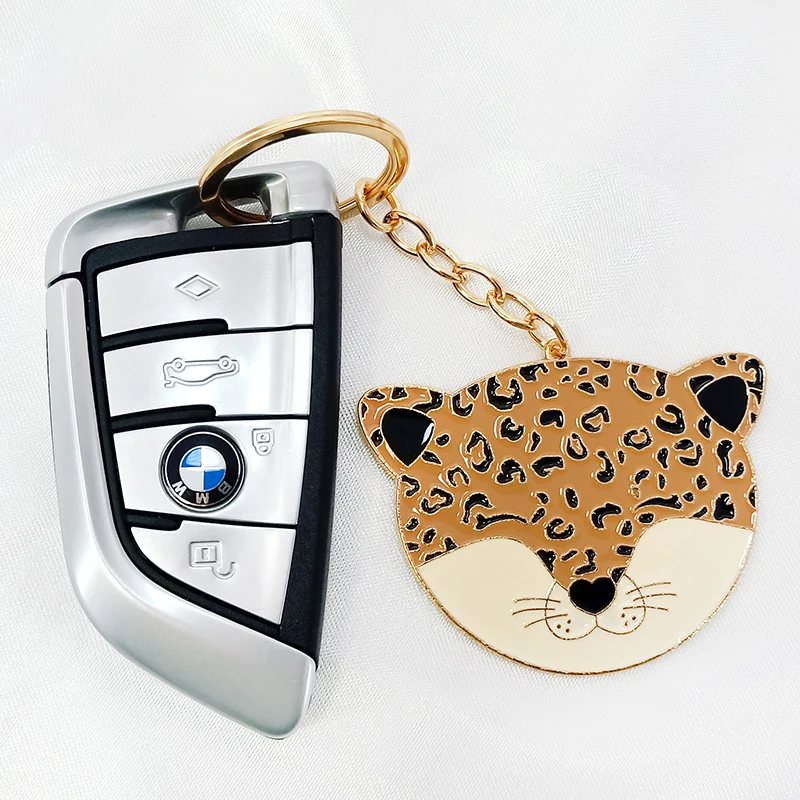 DIY new alloy spotted leopard head keychain pendant creative cute smiling face | Украшения и аксессуары