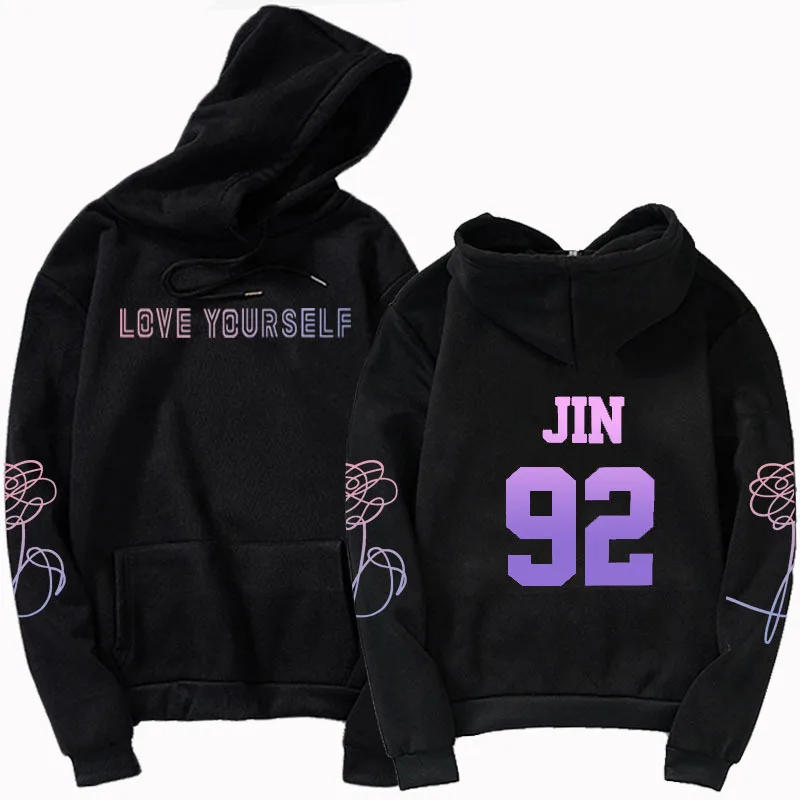 

Cartoon Dark bangtan boys Kpop Harajuku Pattern Oversize Fleece Trend winter BF Loose Pocket Hoodie Winter Casual Women's Hooded