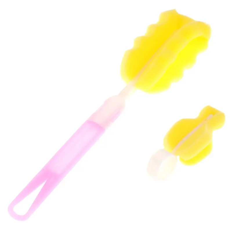 

2Pcs/Set Newborn Baby Bottle Clean Brush Sponge Cleaner Brush With Pacifier Plastic Sponge Spout Tube Milk Water