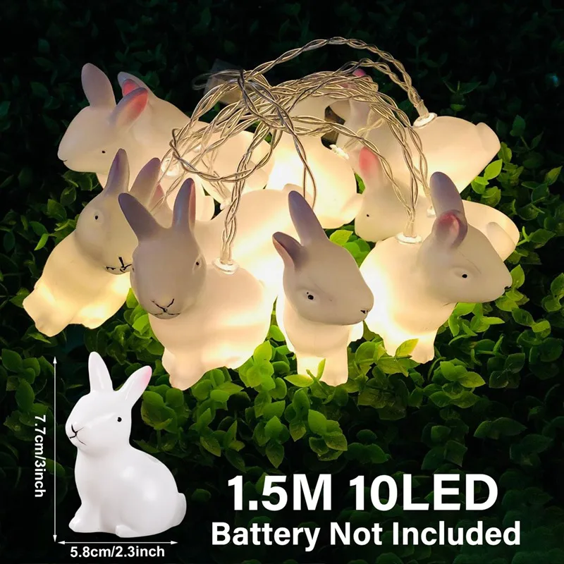 

1.5m 10LED Light String Rabbit Shaped Easter Decoration for Easter Party Easter Ornament for wielkanoc