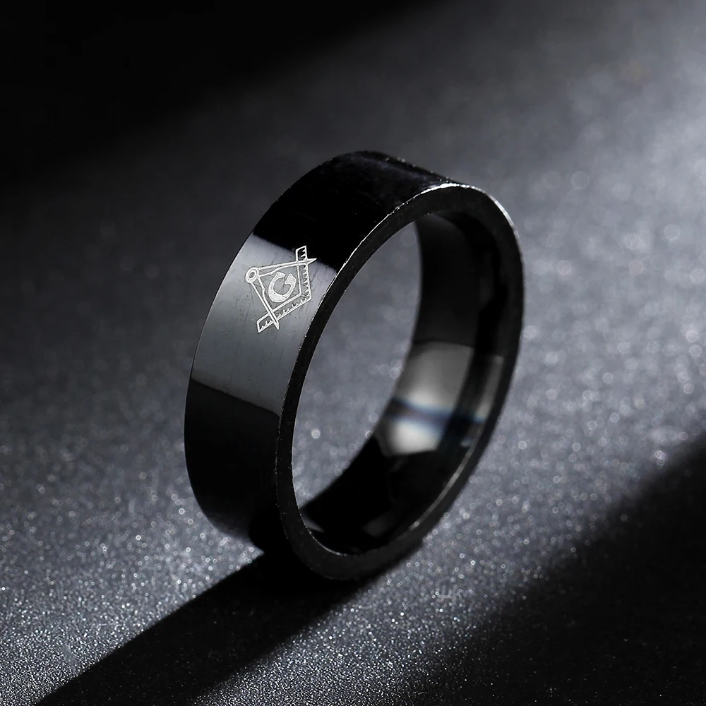 Масонские кольца для мужчин и женщин черное кольцо масонов из нержавеющей стали 6
