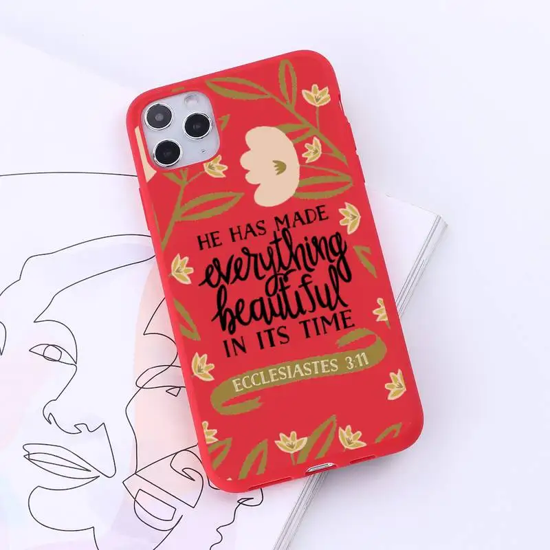 

Jesus Bible Quotes Phone Case Red Candy Color for iPhone 6 7 8 11 12 s mini pro X XS XR MAX Plus