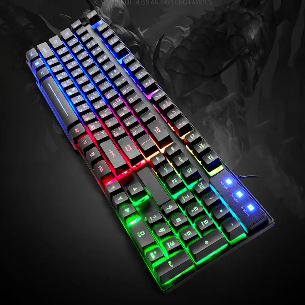 

Русская версия USB Проводная клавиатура мышь комплект Механическая Подсветка игровой ПК Компьютерная клавиатура