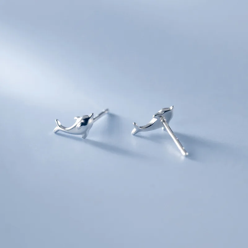 

PONYKISS Trendy 925 Sterling Silver ocean Dolphion Animals Glossy Stud Earrings for Women Party Fine Jewelry Minimlist Accessory