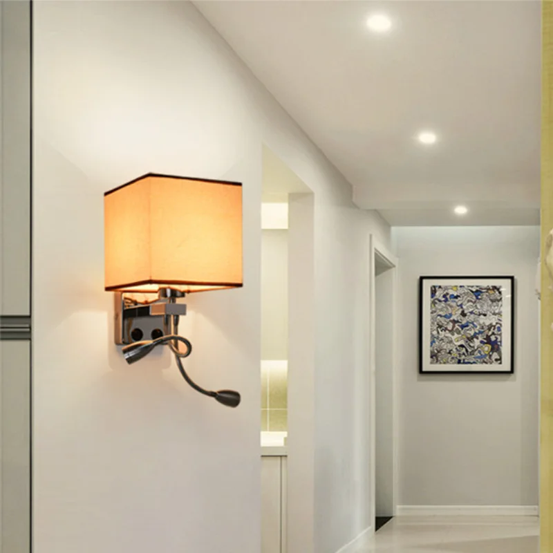 Светодиодная прикроватная настенная лампа с выключателем и гибким светильником