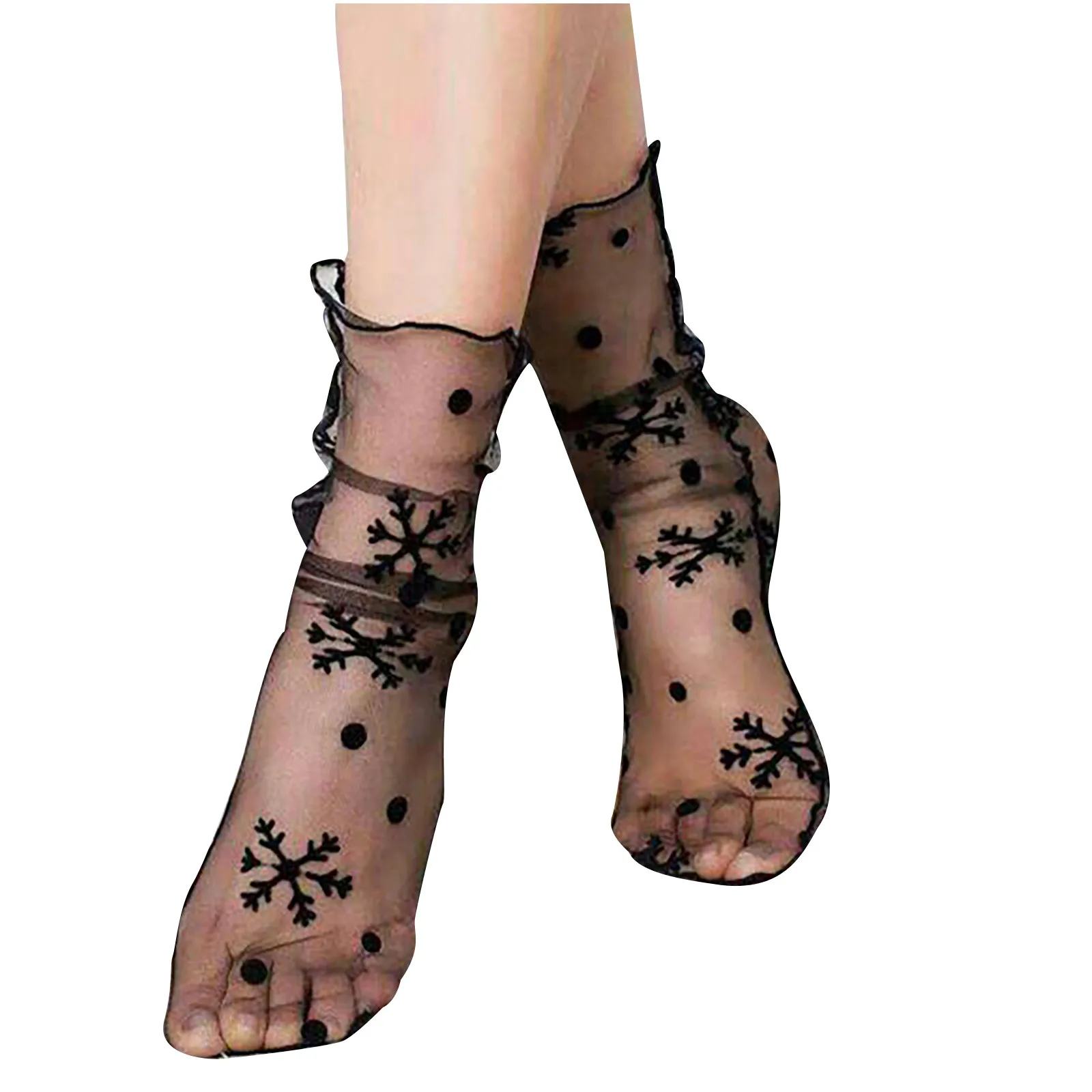 

Sagace Fashionable Casual Socks Women Spotted Mesh Medium Long Shank Transparent Mesh Breathable Non Slip Medias 2021