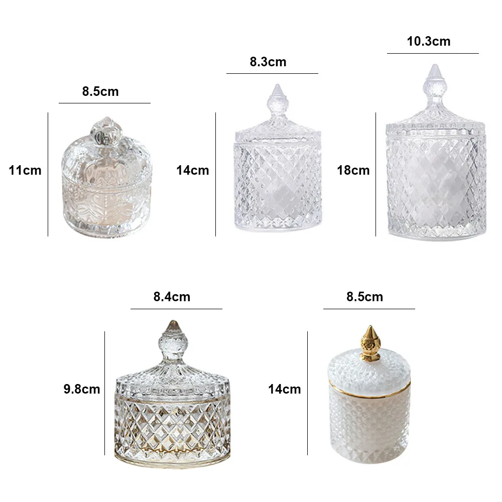 

French Art Luxury Multicolor Glass Storage Jar Aromatherapy Bottle with Lid Minimalist Household Cotton Swab Jewelry Storage Box