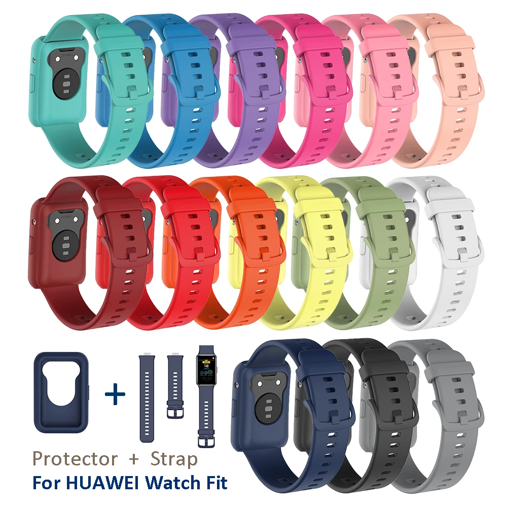 Silicone Band for Huawei Watch Fit Smart Wristband Bracelet Replacement Accessories for Huawei Fit Strap Protector Cover