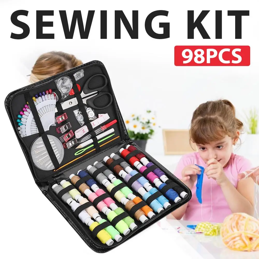 

Thread Needles with PU Case 98pcs/Set Sewing Kit Sewing Tool Premium Clothing Craft Tape