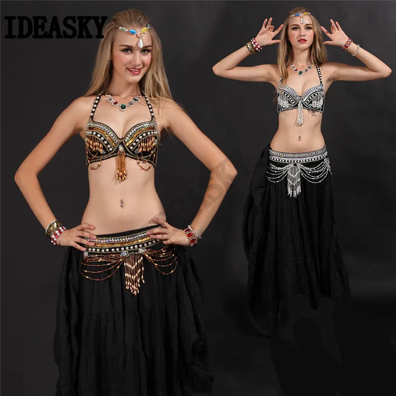 Женский этнический костюм для танца живота комплект с бюстгальтером и ремнем