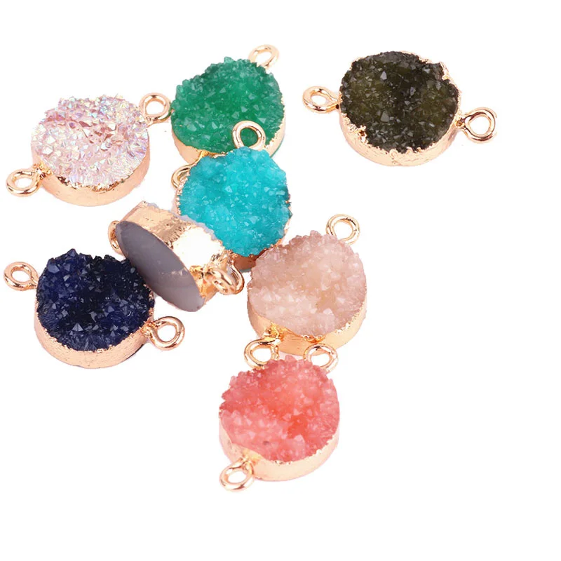 4 шт смолы руды двойной Висячие круглые серьги материал кулон Diy ожерелье браслет