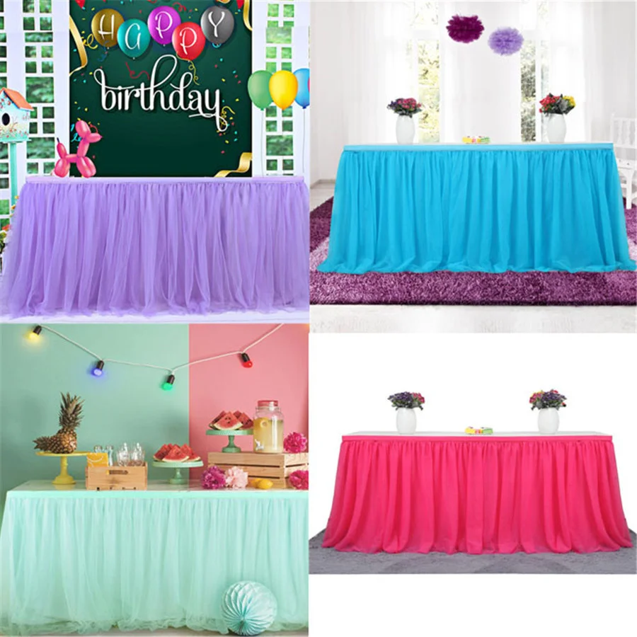 183 x77 cm Wedding Party Tulle Table Skirt Cover Tableware Cloth Party Home Decor Skirting Birthday event cocktail cloth decor homdox party table stretch bar tableware cover colors 4 solid wedding