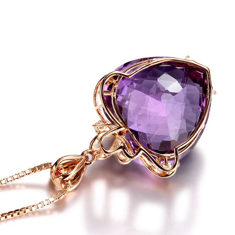 

NEW Purple Rhinestone Necklace Fashion Full Crystal Heart Pendant Clavicle Jewelry Cute Wedding Necklaces Choker Valentine Gift