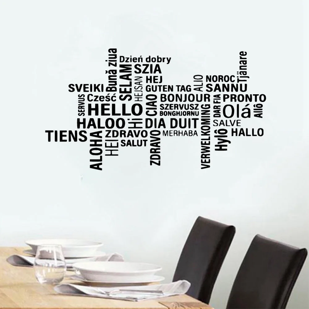 

Cartoon Style Hello Home Decor Wall Stickers For Home Decor Living Room Bedroom Background Wall Art Decal Drop Shipping