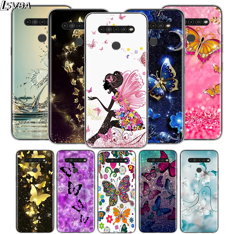 

Cute Butterfly Flower For LG V60 V50S V50 G8X G8S G8 G7 ThinQ 5G K61 K51S K41S K30 K20 Q60 Q9 Soft Phone Case