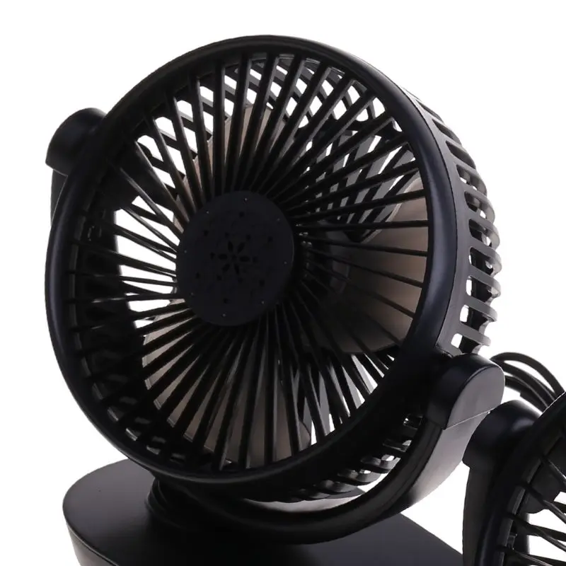 

Free shipping 360 Degree Dual Head USB Powered 3-Speed Adjustable Car Dashboard Cooling Air USB Fan for SUV Vehicles Home Office