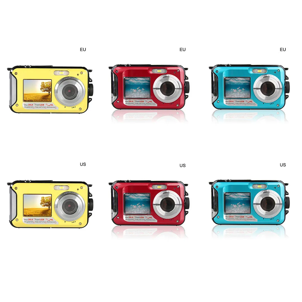 Водонепроницаемая цифровая камера 24MP MAX 1080P с двойным экраном 16X видеокамера