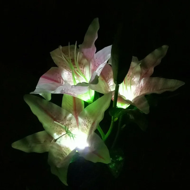 Солнечный Мощность 3 светодиода Лилия в форме искусственных цветов производство