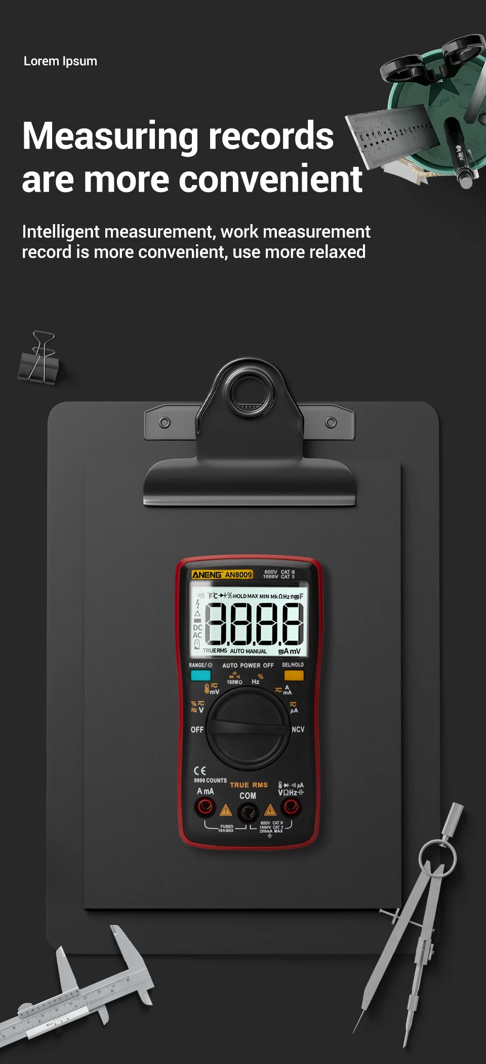 ANENG AN8009 мультиметр цифровой тестер multimeter esr метр мультиметры 9999 граф цифровой мультиметр транзистор тестер tester мултиметр тестор мультитестер мультиметр с термопарой конденсатор автоматический мультимет