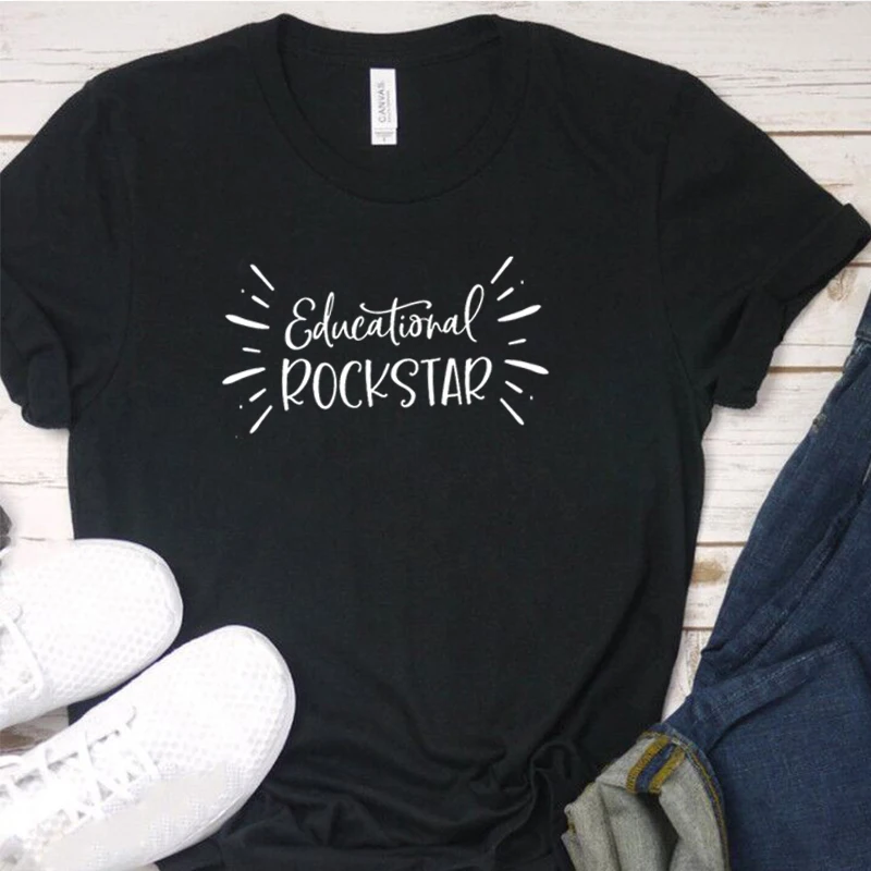 Фото Образовательные женские рубашки Rockstar эстетическая уличная одежда футболка в