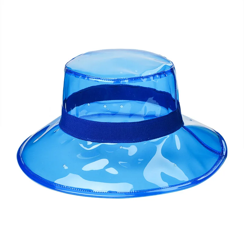 

Ladies Large Brim Sea Beach Sun Visor Cap Waterproof Rain Hat Plastic Fisherman Hat Girls Casual Solid PVC Buckets Hats