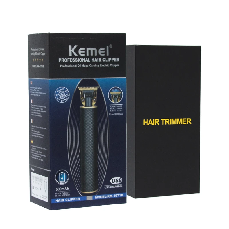 Мужской триммер для волос Kemei электрическая машинка стрижки с USB-зарядкой 0 мм