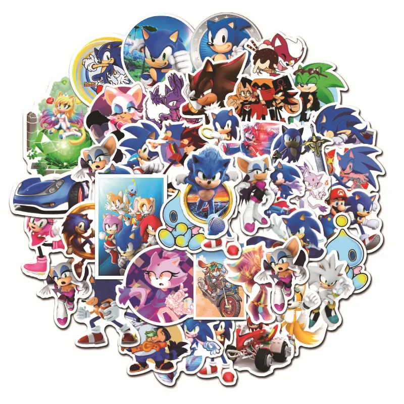 

50PCS Sonic Hedgehog Cartoon Anime Graffiti Stickers Guitar Phone Skateboard Waterproof Deco Sticker Kid Toy Christmas Gift