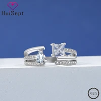 huisept rings for women s925 sterling silver jewelry water drop square zircon gemstone open ring accessories wedding engagement
