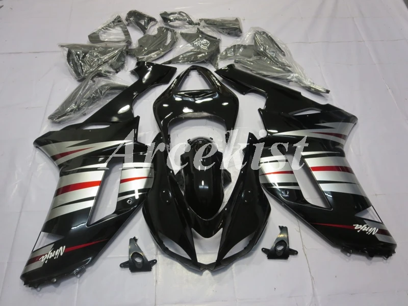 

Новый комплект обтекателей для цельного мотоцикла ABS, подходит для kawasaki Ninja ZX-6R 636 ZX6R 2007 2008 07 08, кузов черного и серебристого цвета на заказ