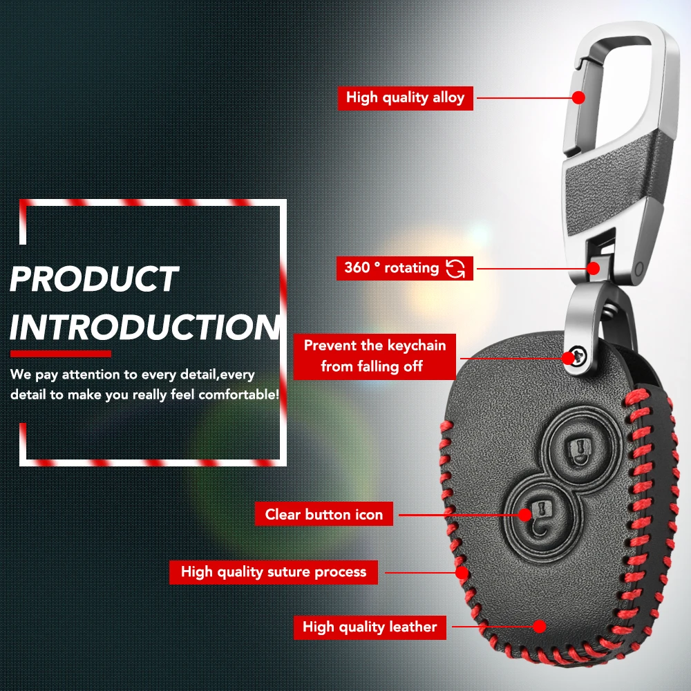 Чехол из модной кожи для автомобильного ключа с 2 кнопками для Renault Clio Scenic Megane Duster Sandero Captur Twingo Modus Car Remote.