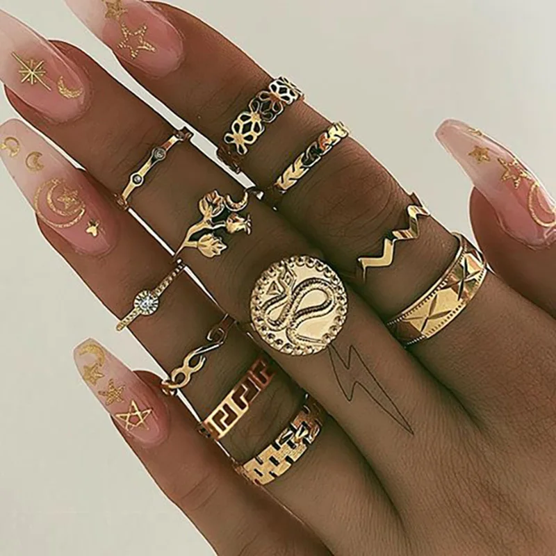 IFMIA винтажные кольца в стиле ретро для костяшек золотые женщин геометрические