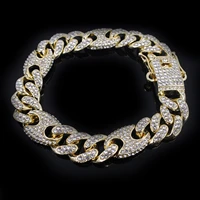 mens bracelets link curb miami cuban 13mm hip hop chain iced out usa street rap fashion gold silver color women fashion jewelry