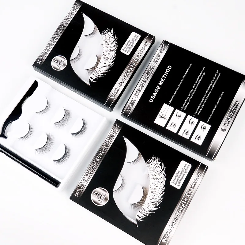 

No Magnet No Glue 3D Mink Eyeliner Eyelashes 3/6 Pairs NON Magnetic False Eye Lashes Eyelash Extension Waterproof Eyelashes
