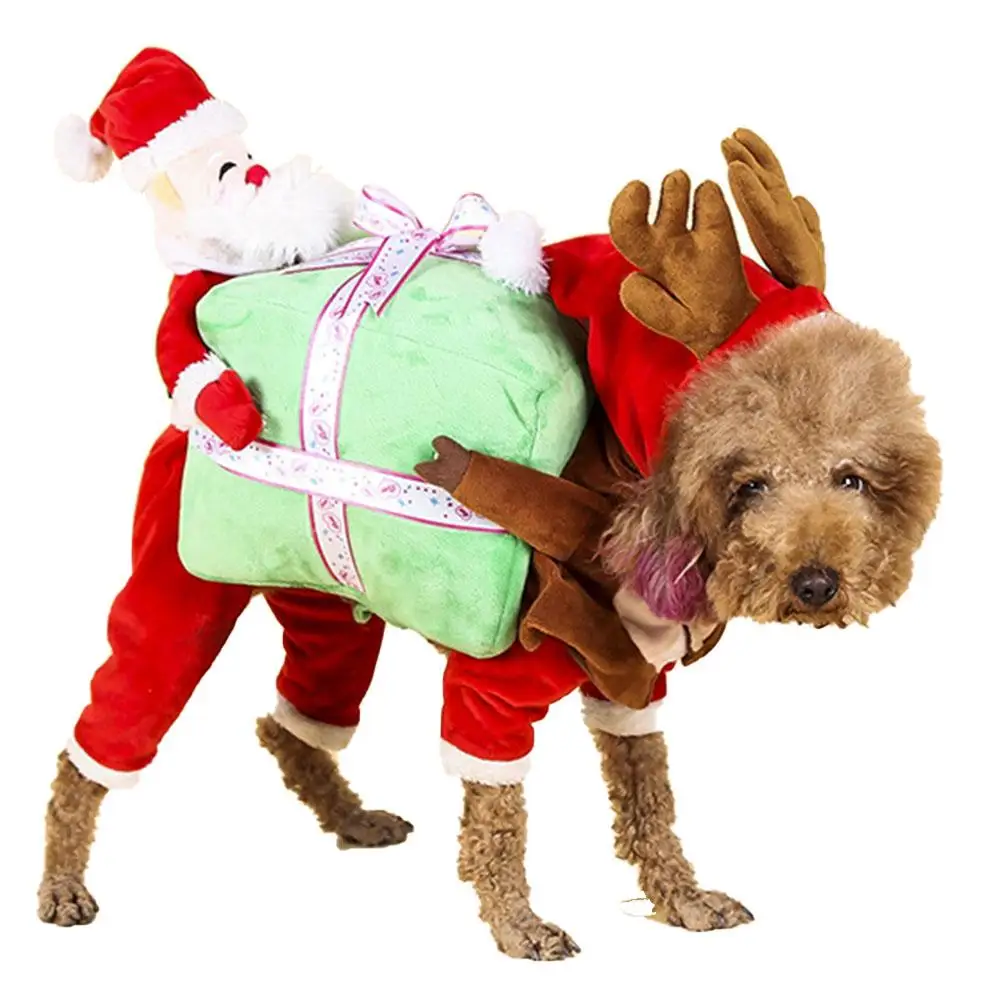 

Новая рождественская одежда для собак, флисовые костюмы для домашних питомцев с санта-клаусом, костюм для собак, одежда для маленьких и боль...