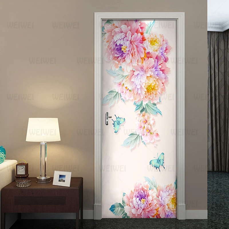 Современные свежие розы бабочки обои наклейки на стену ПВХ самоклеющиеся