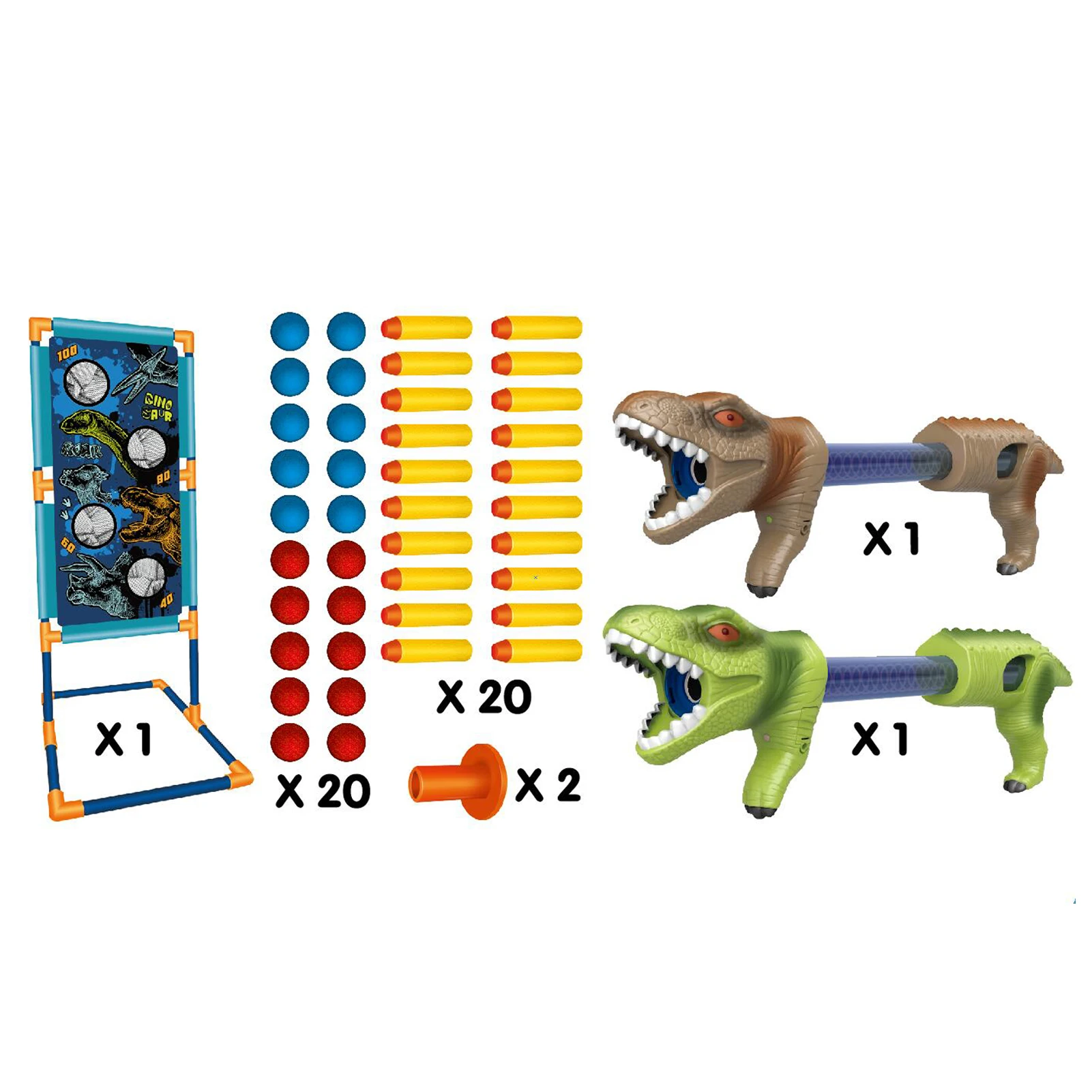 

2-in-1 Dinosaur Shooting Game Toy With Light Sound Toy Dinosaur Toy Gun Set For Children Boys Outdoor Sports