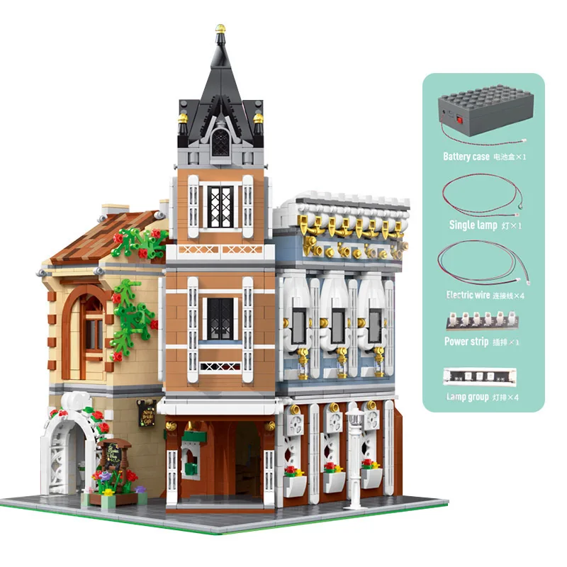 

MOULD KING Streetview Building model The MOC Afternoon Tea Restaurant Model sets Building Blocks Bricks Kids Toy Christmas Gifts