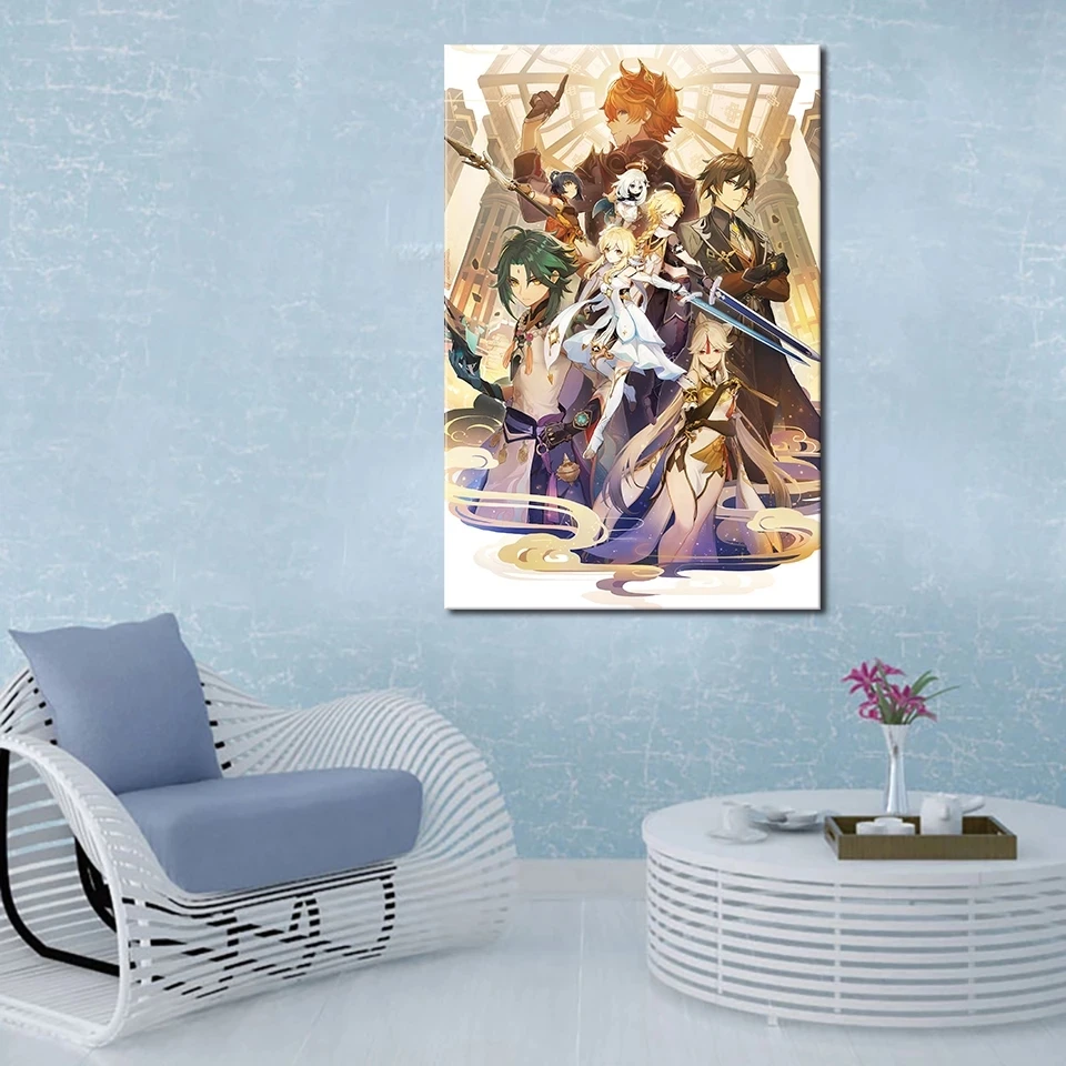 

Wall Art Home Decor Canvas Painting Sexy Mona Genshin Impact Project Game Anime Poster Prints Picture Modular Modern Living Room