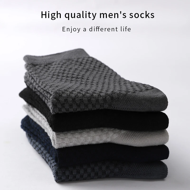 10Pairs High Quality Casual Bamboo Fiber Men's Socks Business Breathable Deodorant Compression Socks Men Long Big Size EUR 38-46